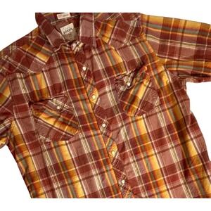 Fossil 54 Pearl Snap Western Shirt Vintage Button Down Short Sleeve Men's XL